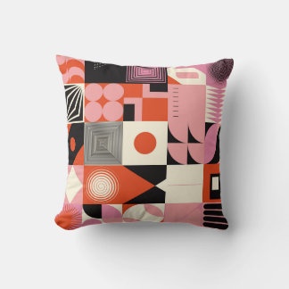 Coussin Scandinave géométrique : Motif d'oeuvres colorées