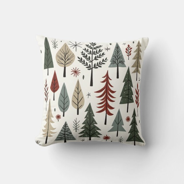 Coussin Scandinavian Christmas Trees – Minimalist Holiday  (Recto)