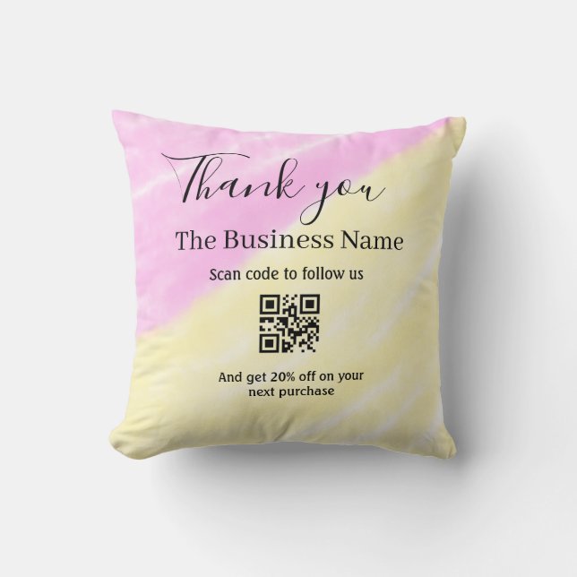 Coussin Scannez le QR pour nous suivre merci code de réduc (Recto)