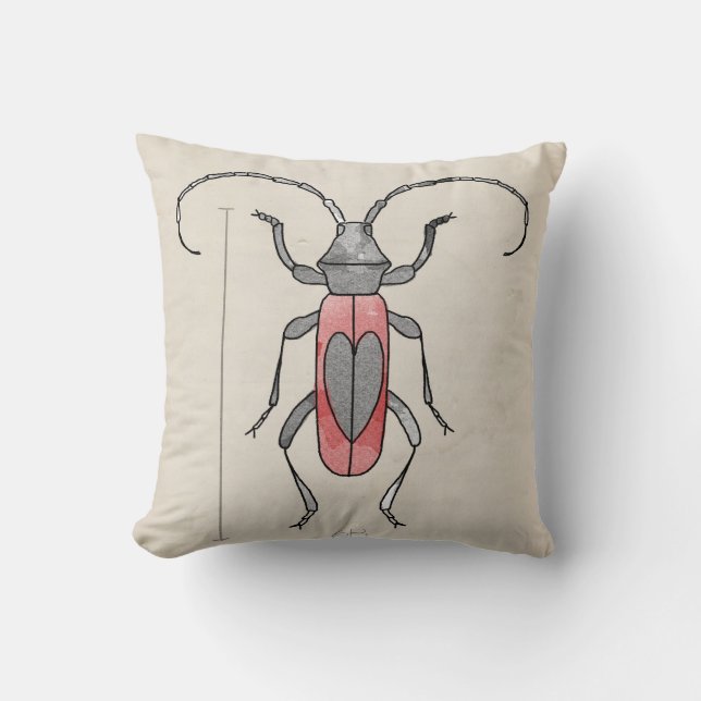 Coussin Scarabée de rouge de séries d'insectes+ Scarabée 2 (Recto)