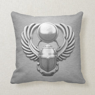 Coussin Scarabée égyptien argenté