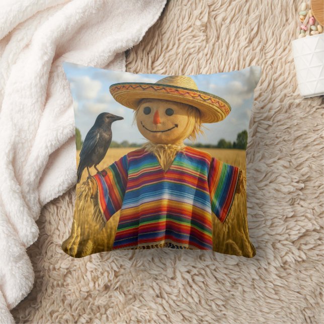 Coussin Scarecrow Wearing a Sombrero and Poncho (Couverture)