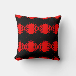 Coussin Scarlet Noir – Rouge & Noir Géométrique Ornemental