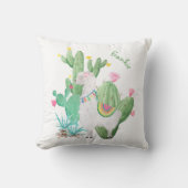 Coussin Scène blanche mignonne de lama et de cactus - (Recto)