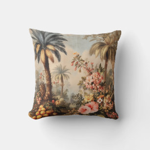 Coussin Scène botanique vintage avec palmiers