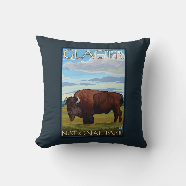 Coussin Scène de bison - parc national de glacier, la TA (Recto)