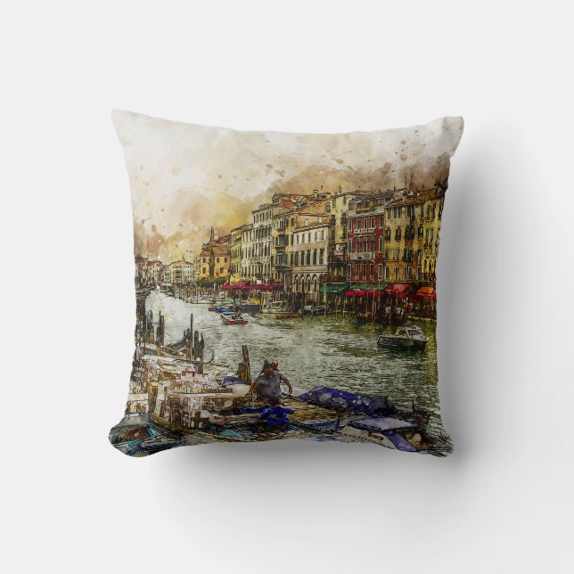 Coussin Scène de canal de Venise Peinture (Recto)