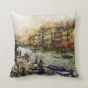 Coussin Scène de canal de Venise Peinture