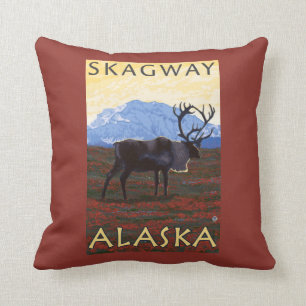 Coussin Scène de caribou - Skagway, Alaska