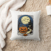 Coussin Scène de citrouille hantée Art vectoriel Halloween (Couverture)