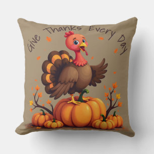 Coussin Scène de dinde de Thanksgiving mignonne avec citro