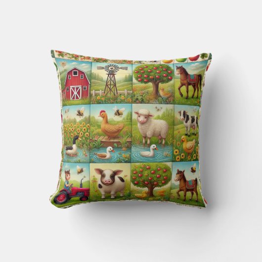 Coussin Scène de ferme vibrante et joyeuse (Recto)