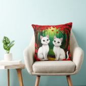 Coussin Scène de Fleurs de Forêt de Chats Mignons 🐱 (Chaise)