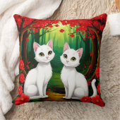 Coussin Scène de Fleurs de Forêt de Chats Mignons 🐱 (Couverture)