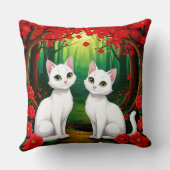 Coussin Scène de Fleurs de Forêt de Chats Mignons 🐱 (Verso)