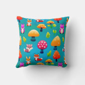 Coussin Scène de forêt ludique avec des animaux mignons (Verso)