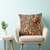 Coussin Scène de forêt vibrante avec faune (Chaise)