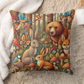 Coussin Scène de forêt vibrante avec faune (Couverture)