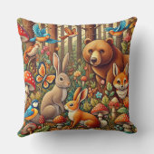 Coussin Scène de forêt vibrante avec faune (Verso)