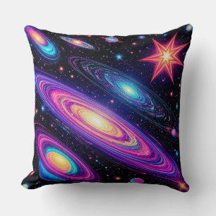 Coussin Scène de galaxie abstraite avec des étoiles, des p