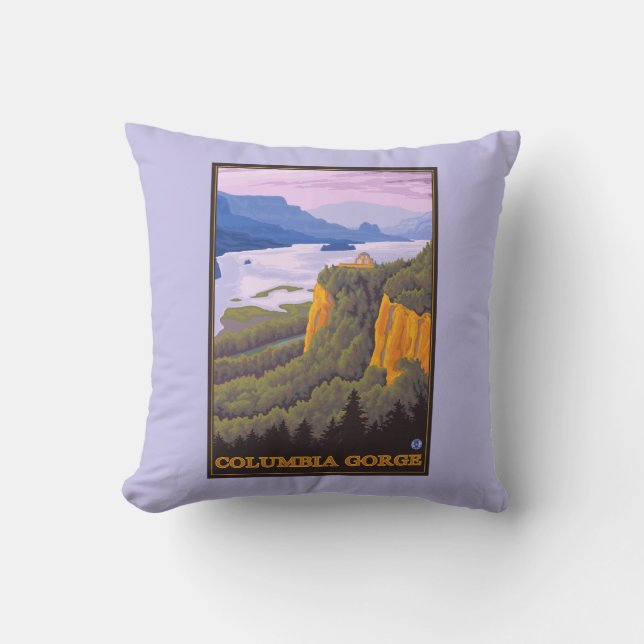 Coussin Scène de gorge du fleuve Columbia avec le point de (Recto)