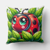 Coussin 🐞 Scène de jardin avec coccinelle feuillue pour d (Verso)