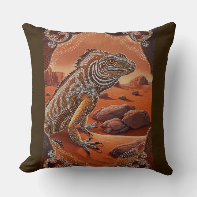 Coussin Scène de la faune australienne Iguana Lizard (Recto)