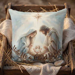 Coussin Scène de la Nativité de la Sainte Famille radieuse