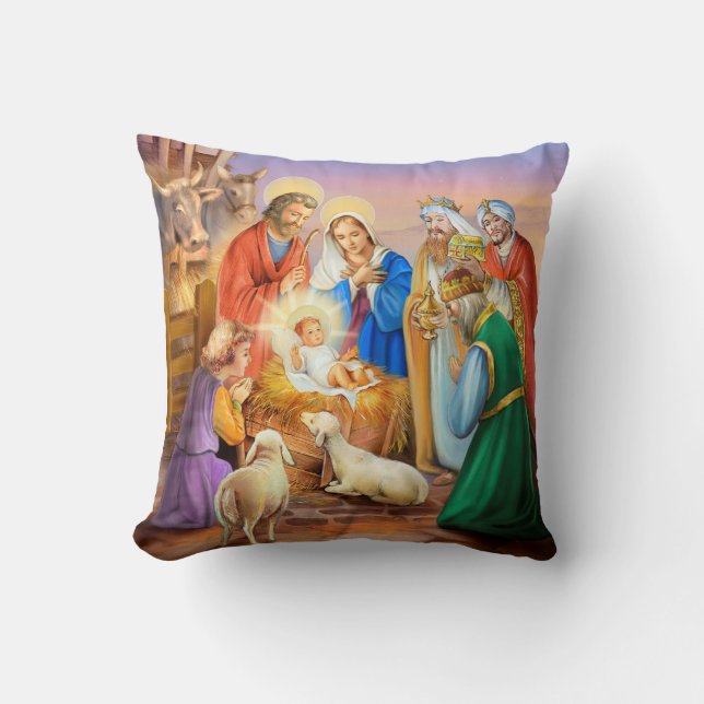 Coussin Scène de la nativité nocturne (Recto)
