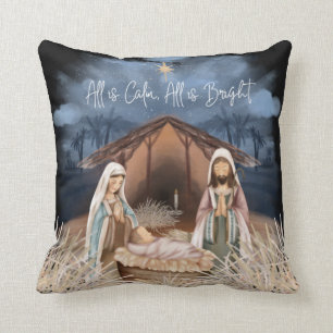 Coussin Scène de la Nativité Tout est calme, Tout est des 