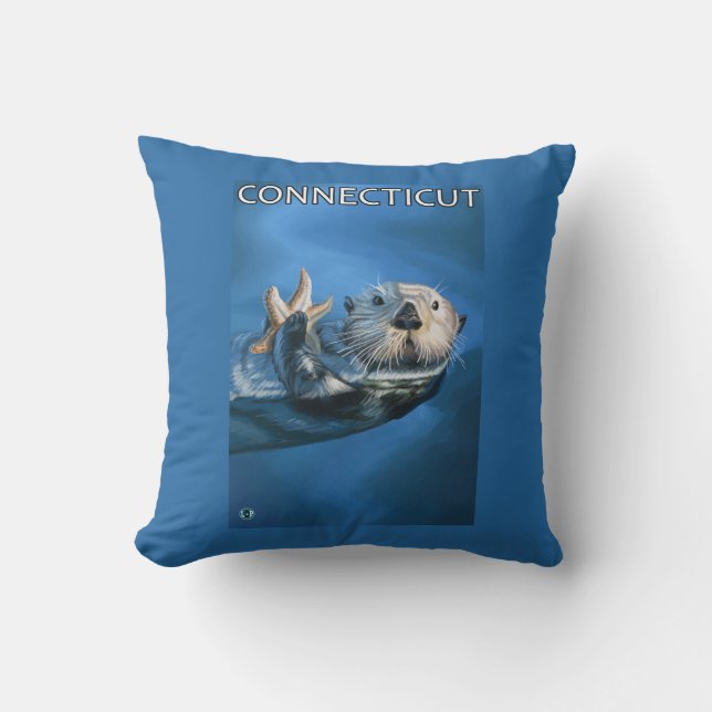 Coussin Scène de loutre de ConnecticutSea (Recto)