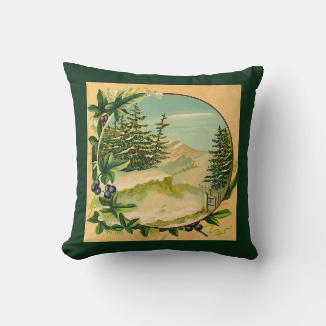 Coussin Scène de montagne rustique (Recto)