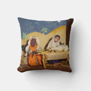 Coussin scène de nativité Jesus Mary Joseph stable saisonn