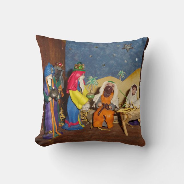 Coussin scène de nativité Jesus Mary Joseph stable saisonn (Recto)