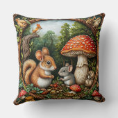 Coussin Scène de nature fantaisiste avec écureuil (Verso)