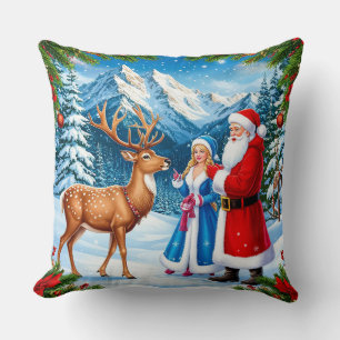 Coussin Scène de Noël enneigée