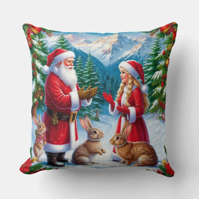 Coussin Scène de Noël enneigée (Recto)