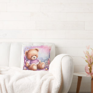 Coussin Scène De Noël Rose Teddy Avec Option Personnalisée
