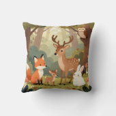 Coussin Scène de nurserie Animaux Mignons de la Forêt (Verso)