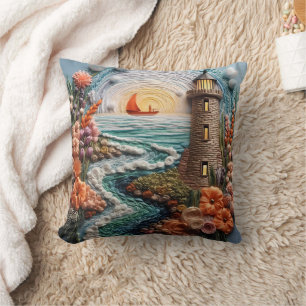 Coussin Scène de phare 3D