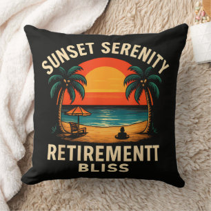 Coussin Scène de plage de retraite sérénité coucher de sol