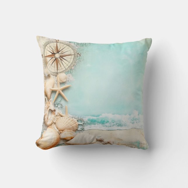 Coussin Scène De Plage Maritime Rétro (Recto)