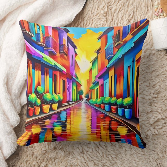 Coussin Scène de rue colorée Art (Couverture)