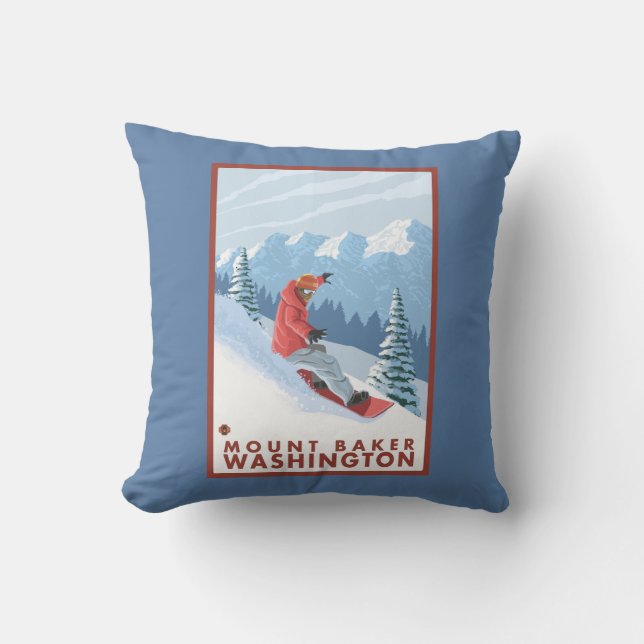 Coussin Scène de surfeur - Baker de bâti, Washington (Recto)