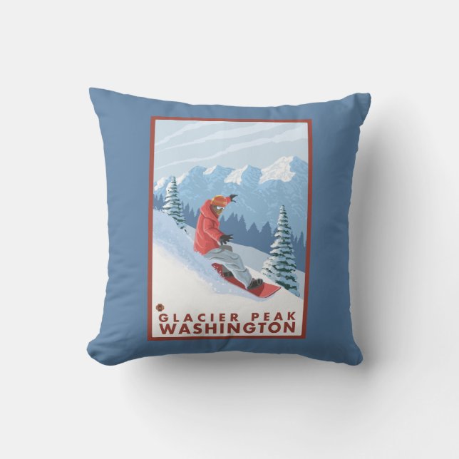 Coussin Scène de surfeur - crête de glacier, Washington (Recto)