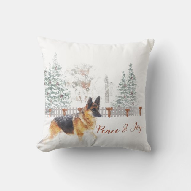 Coussin Scène de vacances d'hiver rustique avec berger all (Recto)