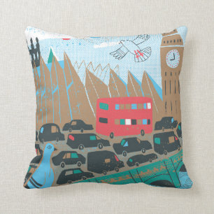 Coussin Scène de ville du Royaume-Uni