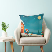 Coussin Scène d'hiver avec enfant, rennes, arbre de Noël (Chaise)