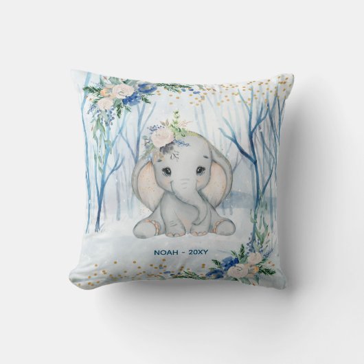 Coussin Scène d'hiver de bébé éléphant - Bébé (Recto)