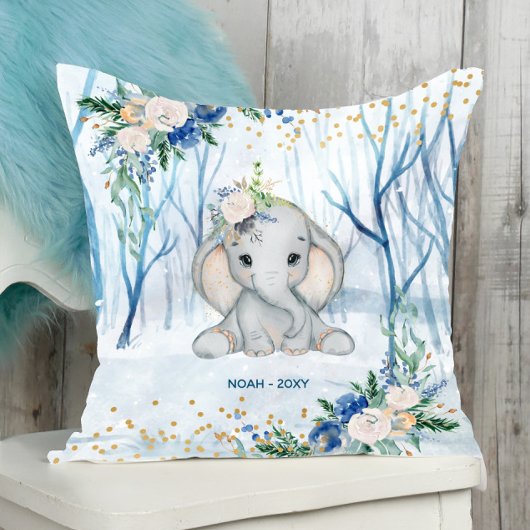 Coussin Scène d'hiver de bébé éléphant - Bébé